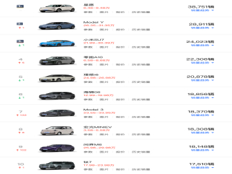5月，无一款燃油车进入前十