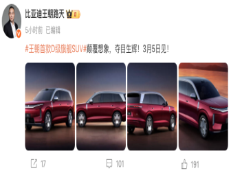 王朝首款D级旗舰SUV！大唐官图发布