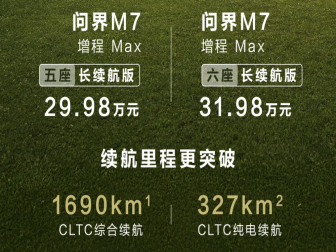 29.98万元起！问界M7增程长续航版上市